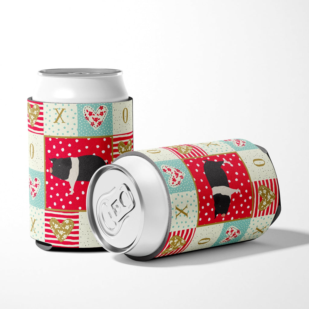 Hampshire Pig Love Can or Bottle Hugger Cooler Sleeve for Standard 12 oz Cans, Insulated Foam Beer & Soda Can Hugger Reusable