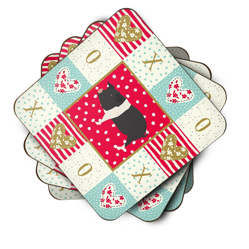 Hampshire Pig Love Foam Coasters Set of 4 Cup Coasters for Indoor Outdoor, Tabletop Protection, Anti Slip, Mouse pad Material