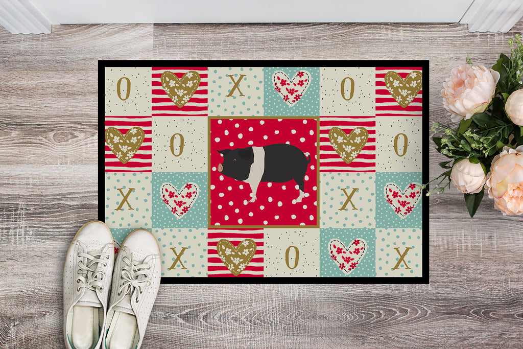 Hampshire Pig Love Doormat Indoor Outdoor 18H X 27W Front Door Mat Rugs for Entryway, Non Slip Washable