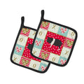 Hampshire Pig Love Pot Holder Set of 2 Heat Resistant Quilted Hot Pads 7.5 x 7.5 Inch, Insulated Kitchen Trivets for Cooking & Baking