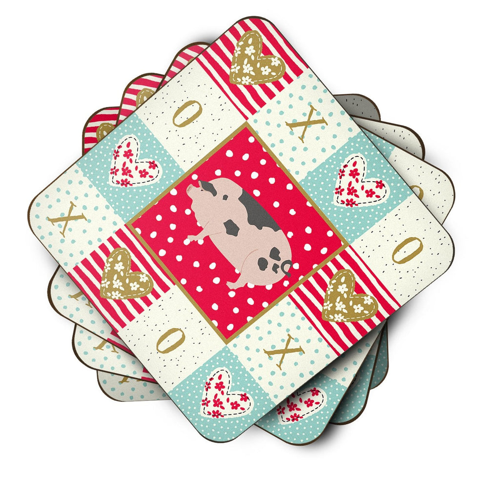 Gloucester Old Spot Pig Love Foam Coasters Set of 4 Cup Coasters for Indoor Outdoor, Tabletop Protection, Anti Slip, Mouse pad Material
