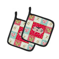 Gloucester Old Spot Pig Love Pot Holder Set of 2 Heat Resistant Quilted Hot Pads 7.5 x 7.5 Inch, Insulated Kitchen Trivets for Cooking & Baking