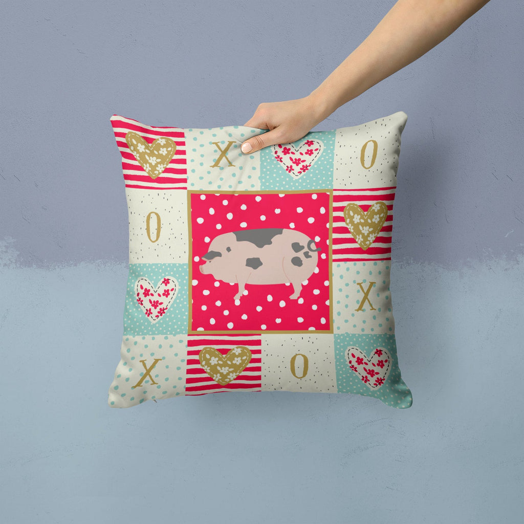 Gloucester Old Spot Pig Love Decorative Throw Pillow 14x14 Indoor Outdoor Accent Cushion, Fabric Cover with Insert for Sofa, Bed, Porch & Living Room