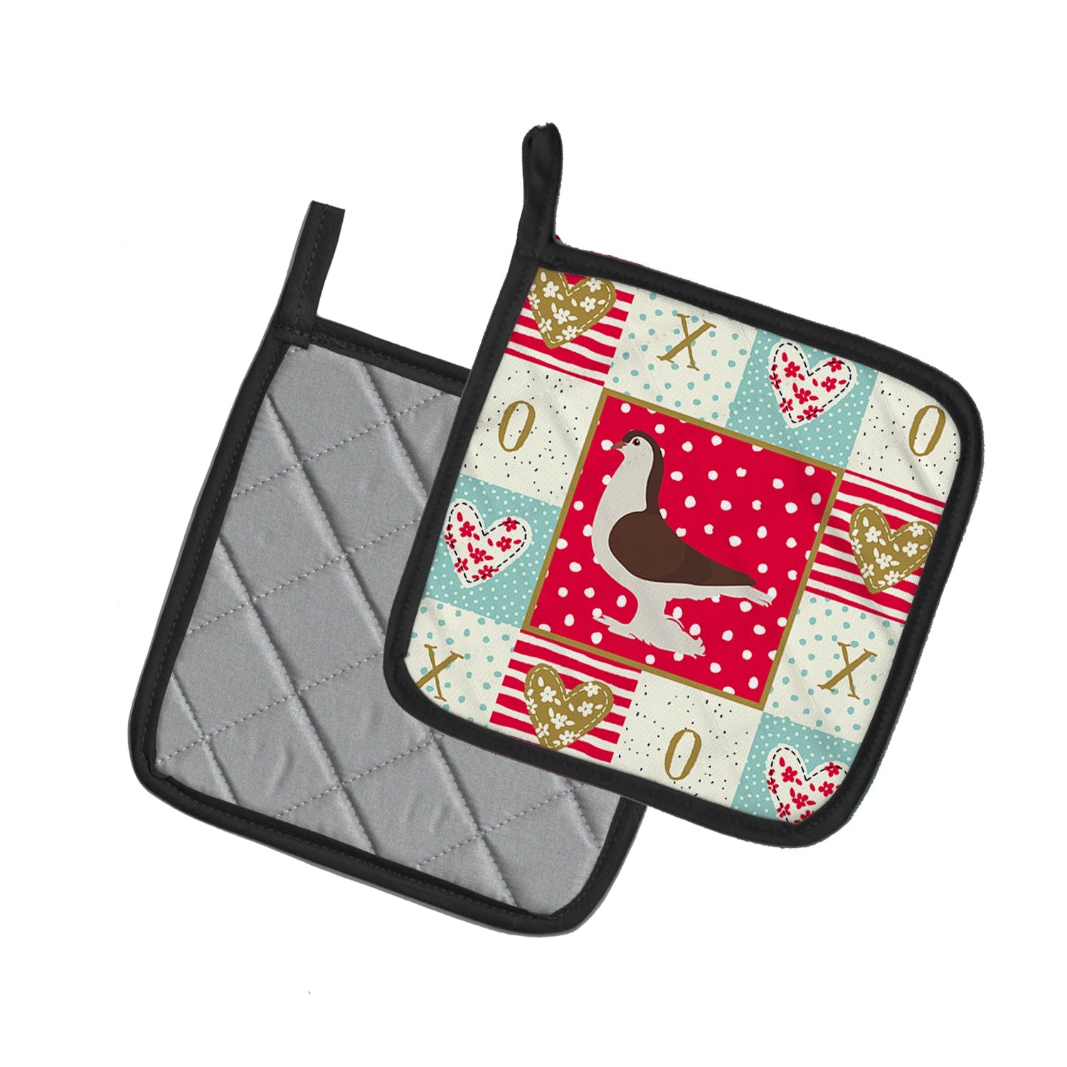 Large Pigeon Love Pot Holder Set of 2 Heat Resistant Quilted Hot Pads 7.5 x 7.5 Inch, Insulated Kitchen Trivets for Cooking & Baking