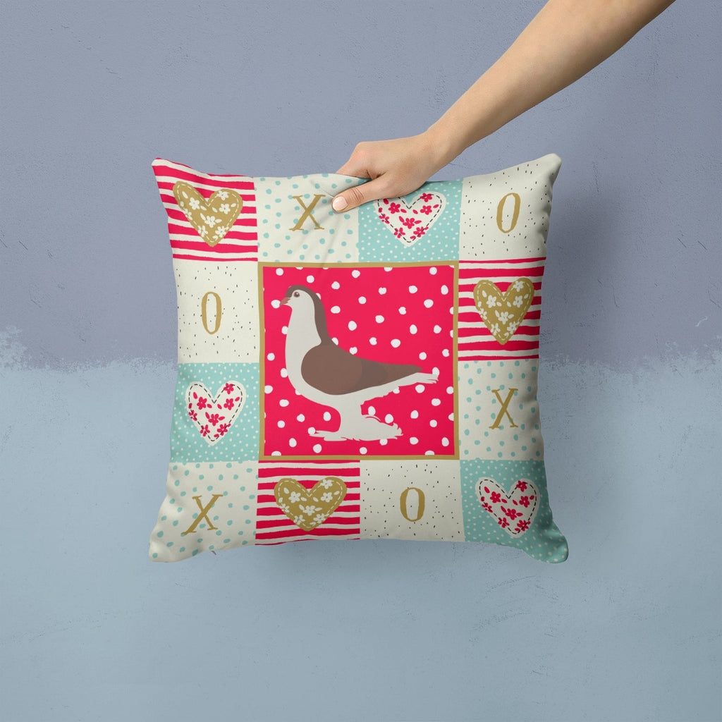 Large Pigeon Love Decorative Throw Pillow 14x14 Indoor Outdoor Accent Cushion, Fabric Cover with Insert for Sofa, Bed, Porch & Living Room