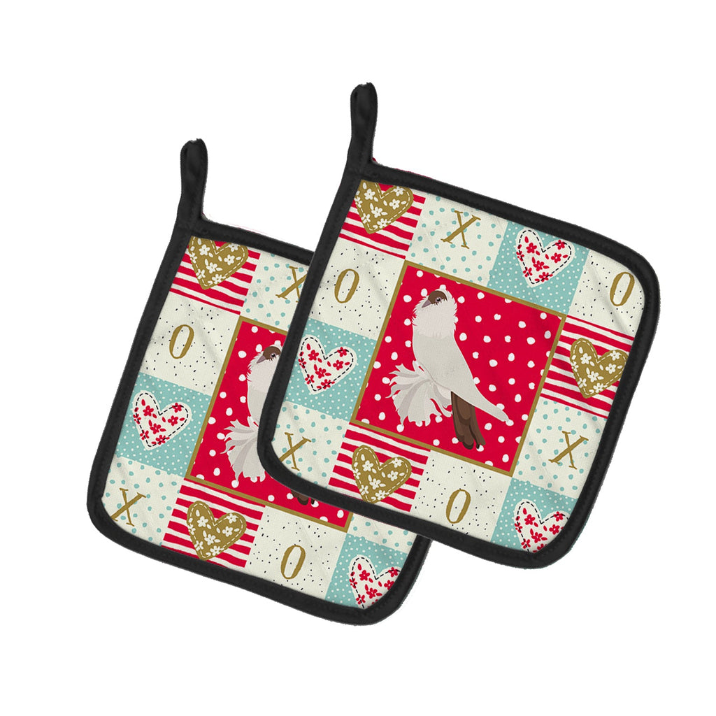 German Helmet Pigeon Love Pot Holder Set of 2 Heat Resistant Quilted Hot Pads 7.5 x 7.5 Inch, Insulated Kitchen Trivets for Cooking & Baking