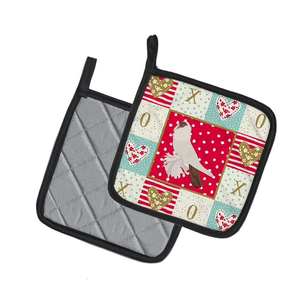 German Helmet Pigeon Love Pot Holder Set of 2 Heat Resistant Quilted Hot Pads 7.5 x 7.5 Inch, Insulated Kitchen Trivets for Cooking & Baking