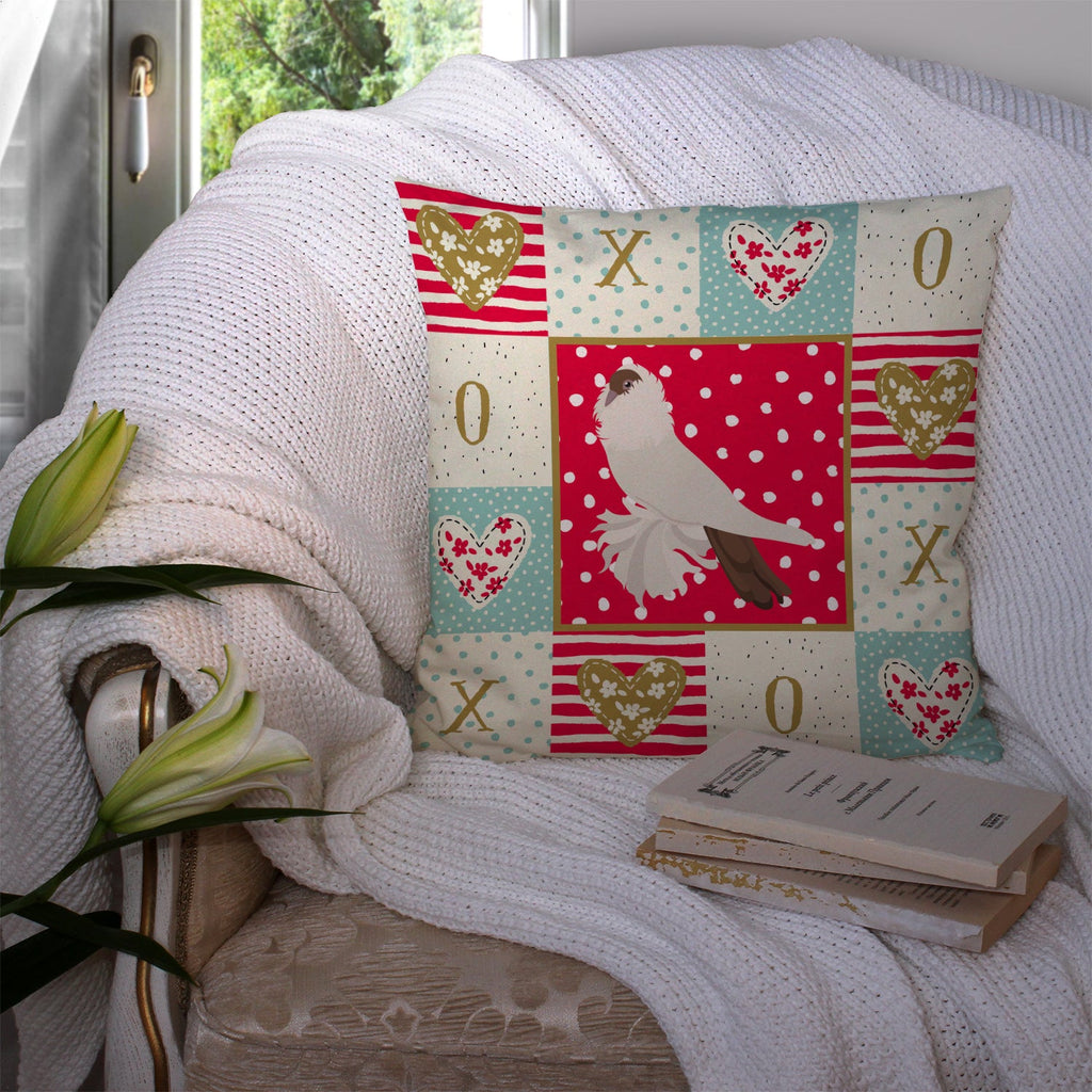 German Helmet Pigeon Love Decorative Throw Pillow 14x14 Indoor Outdoor Accent Cushion, Fabric Cover with Insert for Sofa, Bed, Porch & Living Room