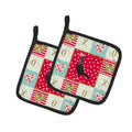 English Carrier Pigeon Love Pot Holder Set of 2 Heat Resistant Quilted Hot Pads 7.5 x 7.5 Inch, Insulated Kitchen Trivets for Cooking & Baking