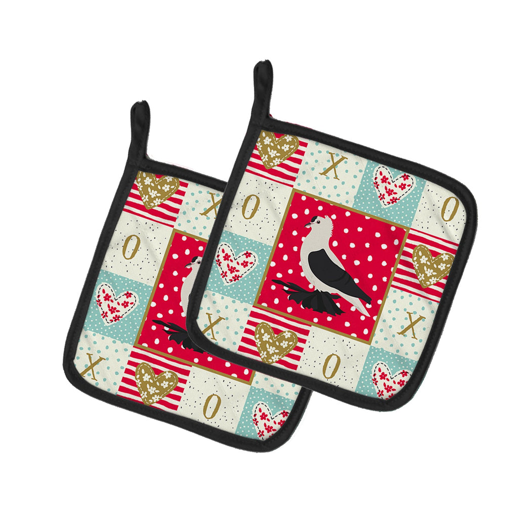 Saxon Fairy Swallow Pigeon Love Pot Holder Set of 2 Heat Resistant Quilted Hot Pads 7.5 x 7.5 Inch, Insulated Kitchen Trivets for Cooking & Baking