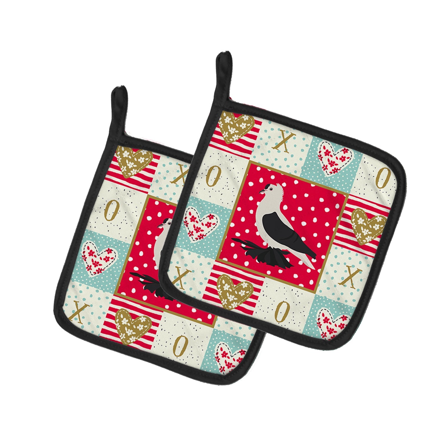 Saxon Fairy Swallow Pigeon Love Pot Holder Set of 2 Heat Resistant Quilted Hot Pads 7.5 x 7.5 Inch, Insulated Kitchen Trivets for Cooking & Baking