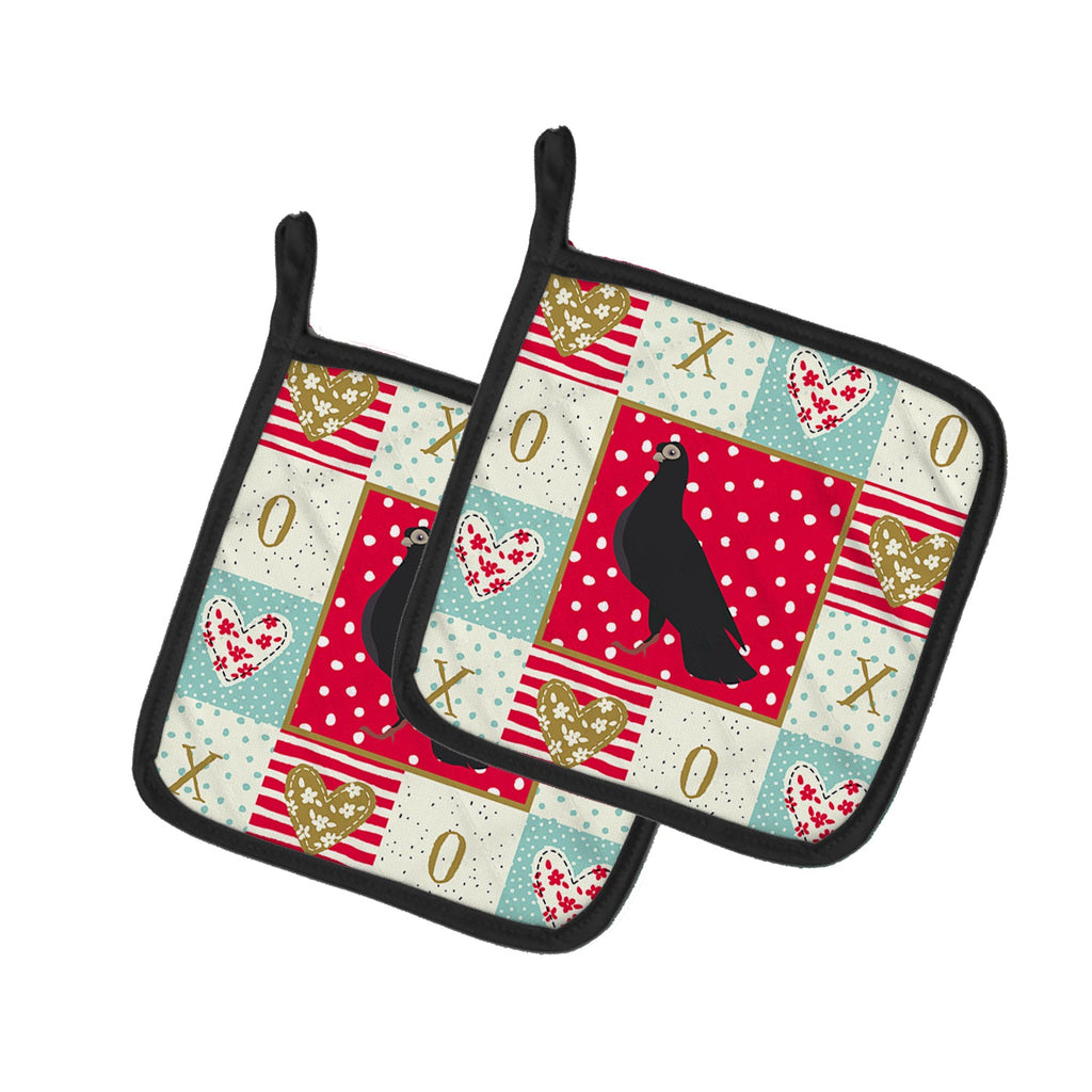 Budapest Highflyer Pigeon Love Pot Holder Set of 2 Heat Resistant Quilted Hot Pads 7.5 x 7.5 Inch, Insulated Kitchen Trivets for Cooking & Baking