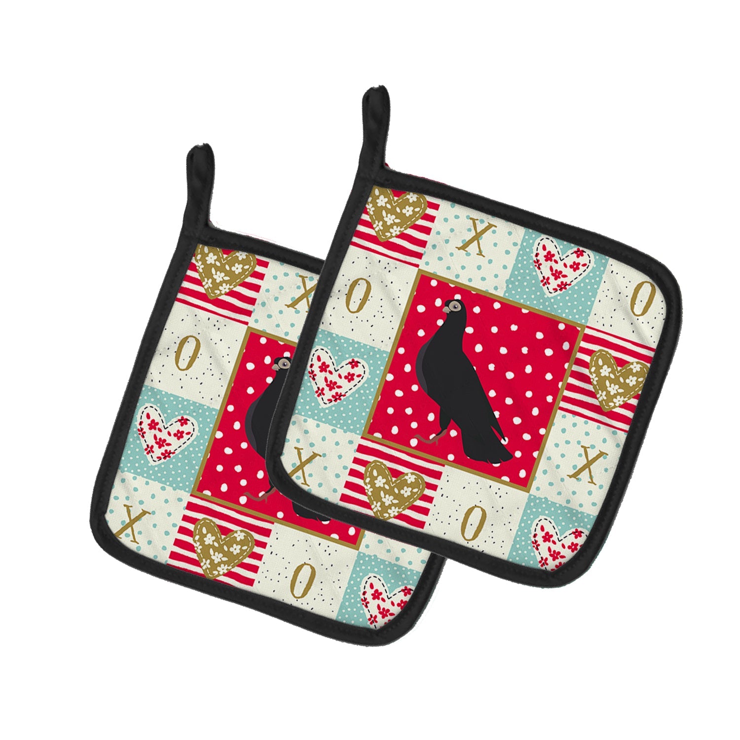 Budapest Highflyer Pigeon Love Pot Holder Set of 2 Heat Resistant Quilted Hot Pads 7.5 x 7.5 Inch, Insulated Kitchen Trivets for Cooking & Baking