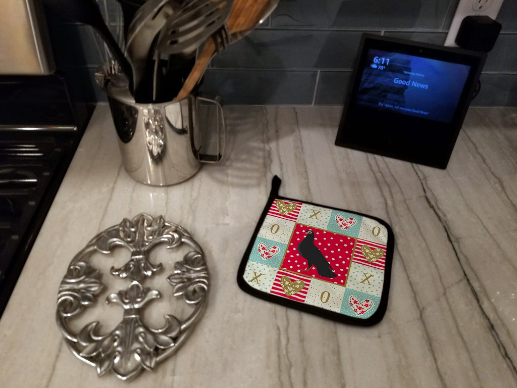 Budapest Highflyer Pigeon Love Pot Holder Set of 2 Heat Resistant Quilted Hot Pads 7.5 x 7.5 Inch, Insulated Kitchen Trivets for Cooking & Baking