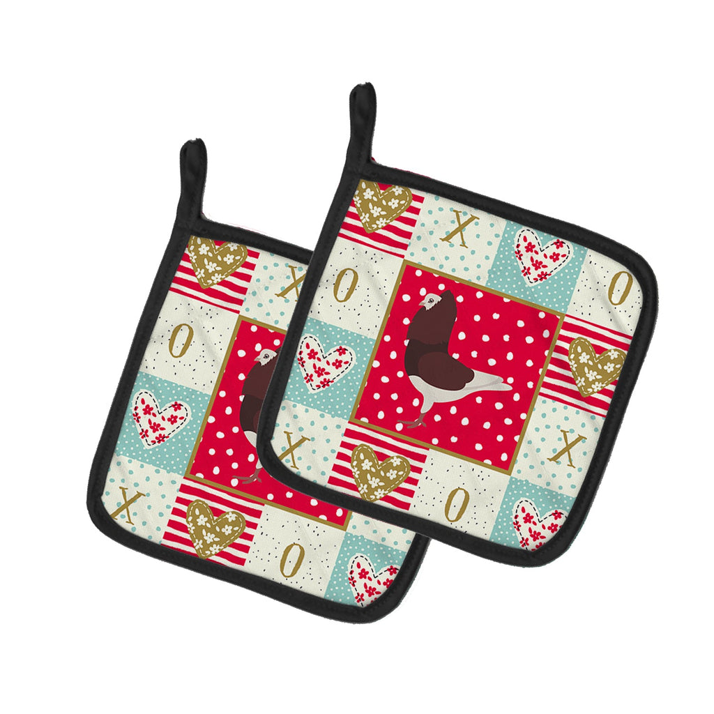Capuchin Red Pigeon Love Pot Holder Set of 2 Heat Resistant Quilted Hot Pads 7.5 x 7.5 Inch, Insulated Kitchen Trivets for Cooking & Baking