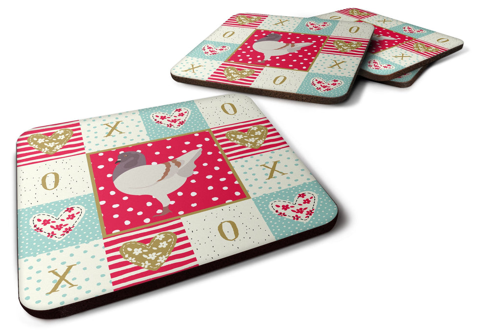 German Modena Pigeon Love Foam Coasters Set of 4 Cup Coasters for Indoor Outdoor, Tabletop Protection, Anti Slip, Mouse pad Material