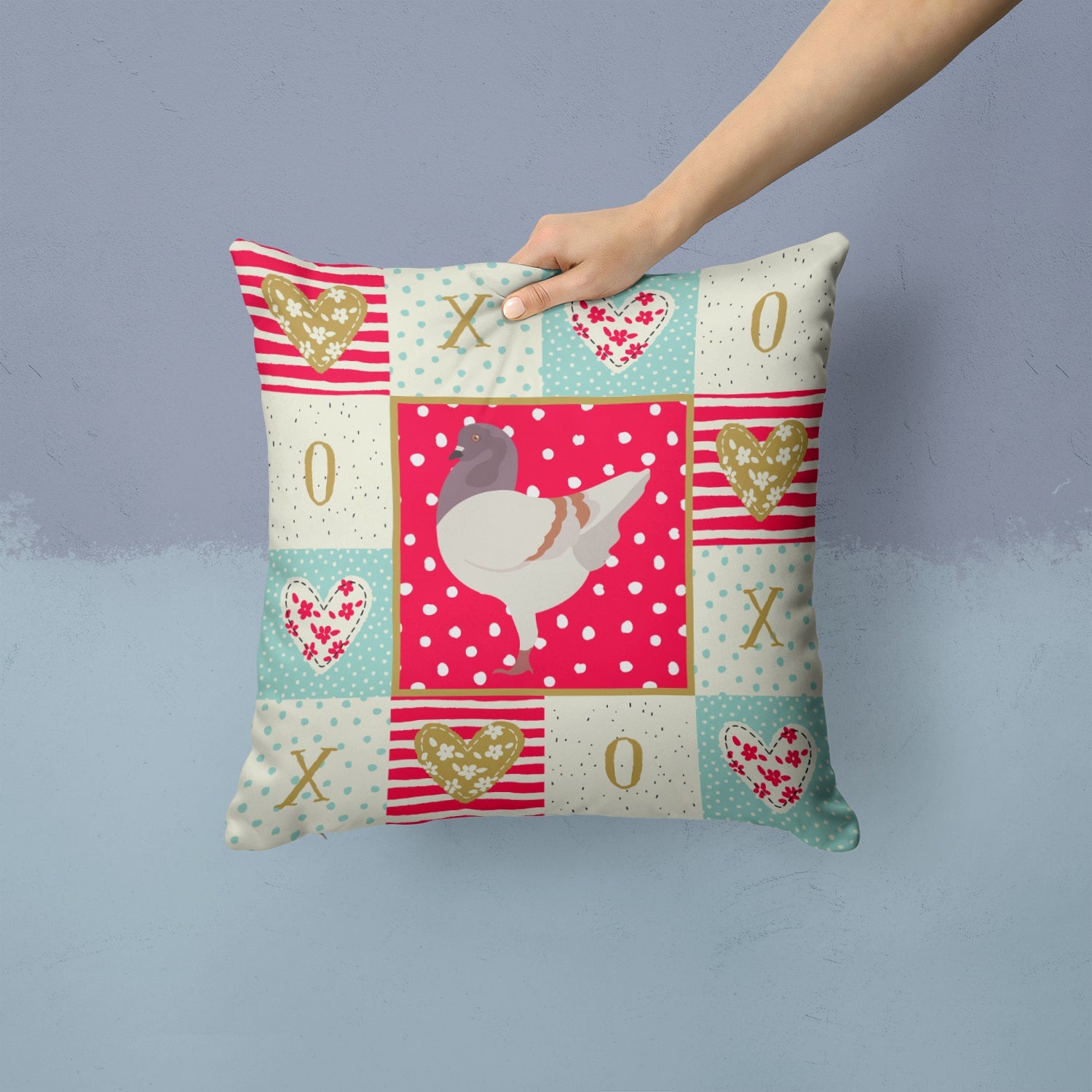 German Modena Pigeon Love Decorative Throw Pillow 14x14 Indoor Outdoor Accent Cushion, Fabric Cover with Insert for Sofa, Bed, Porch & Living Room