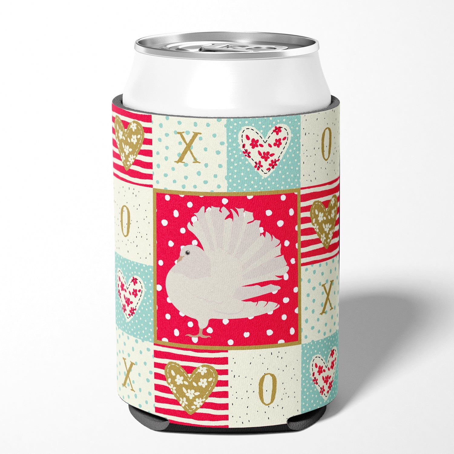 Silver Fantail Pigeon Love Can or Bottle Hugger Cooler Sleeve for Standard 12 oz Cans, Insulated Foam Beer & Soda Can Hugger Reusable