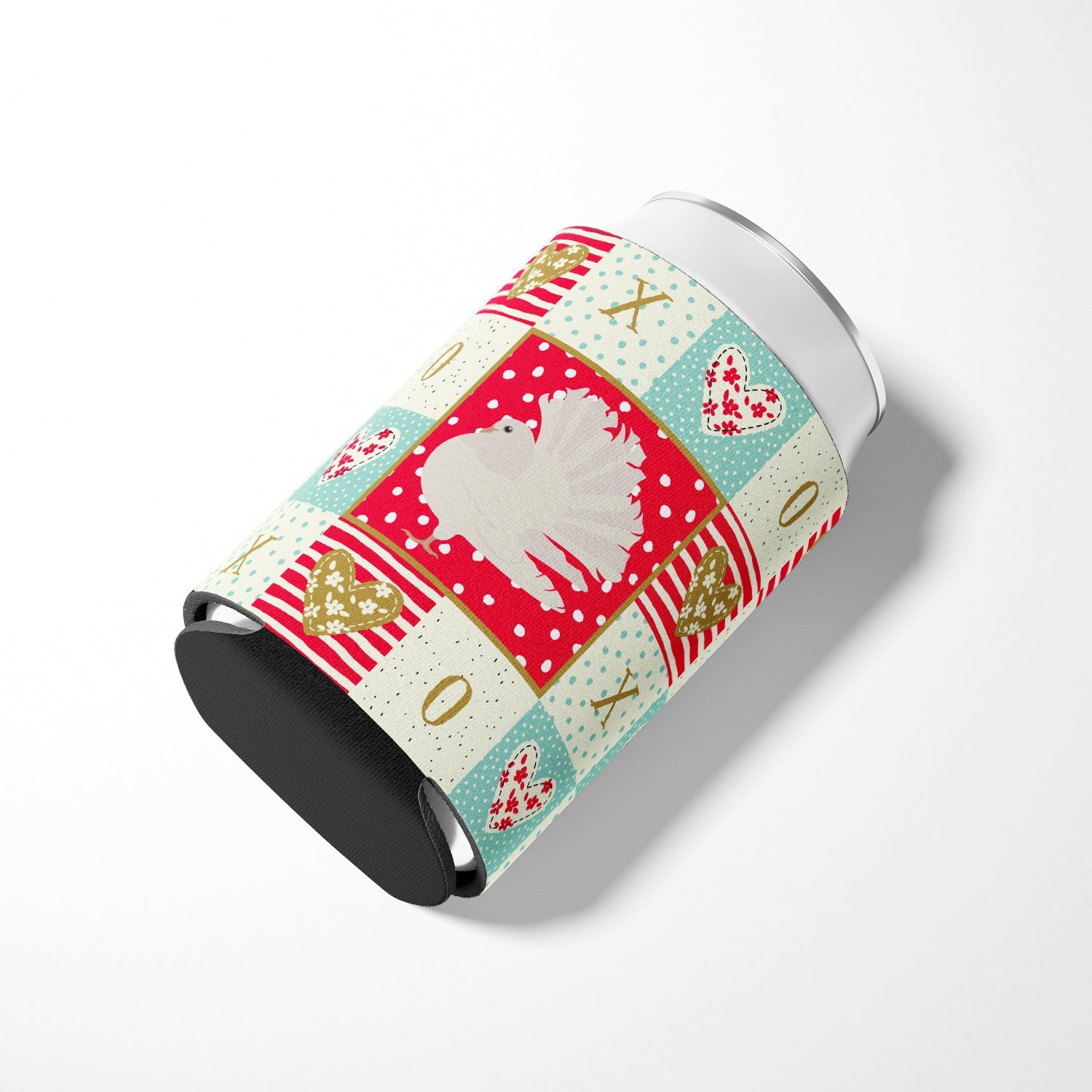 Silver Fantail Pigeon Love Can or Bottle Hugger Cooler Sleeve for Standard 12 oz Cans, Insulated Foam Beer & Soda Can Hugger Reusable