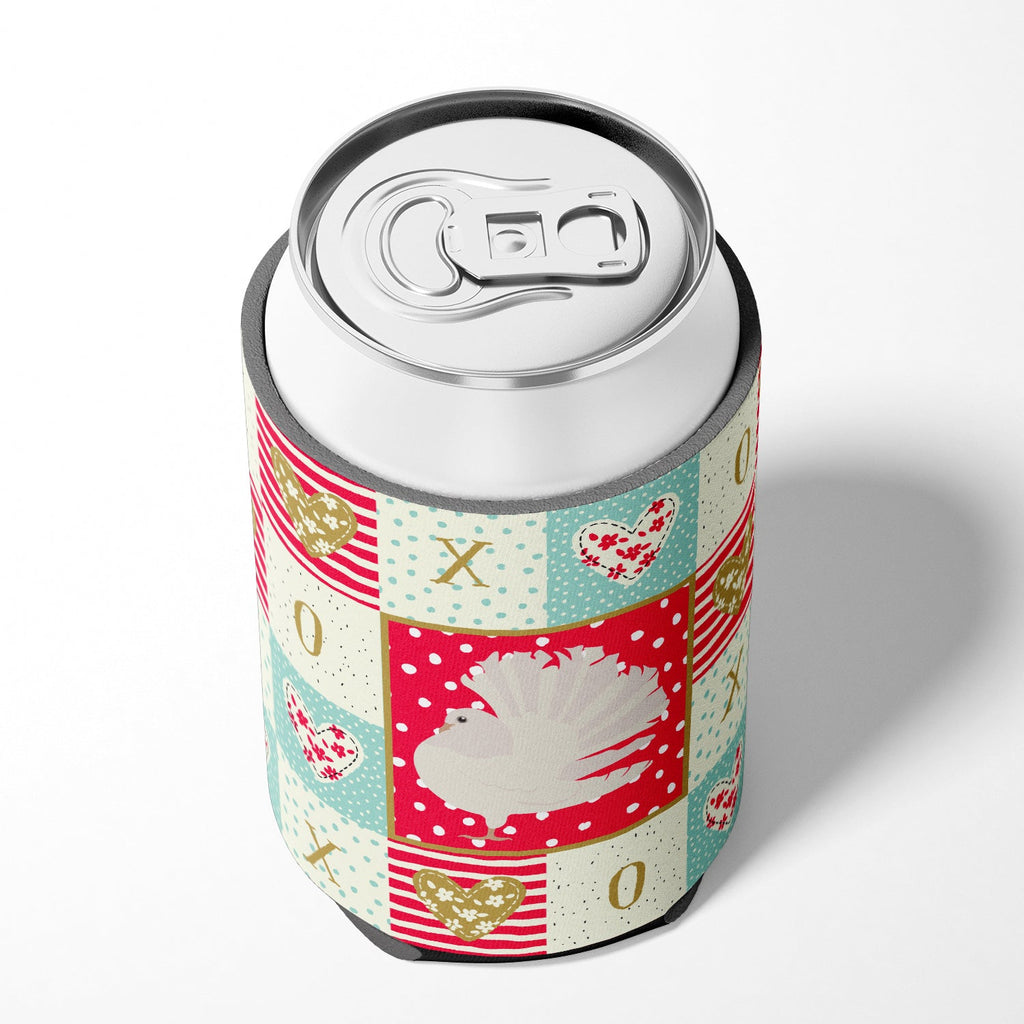 Silver Fantail Pigeon Love Can or Bottle Hugger Cooler Sleeve for Standard 12 oz Cans, Insulated Foam Beer & Soda Can Hugger Reusable