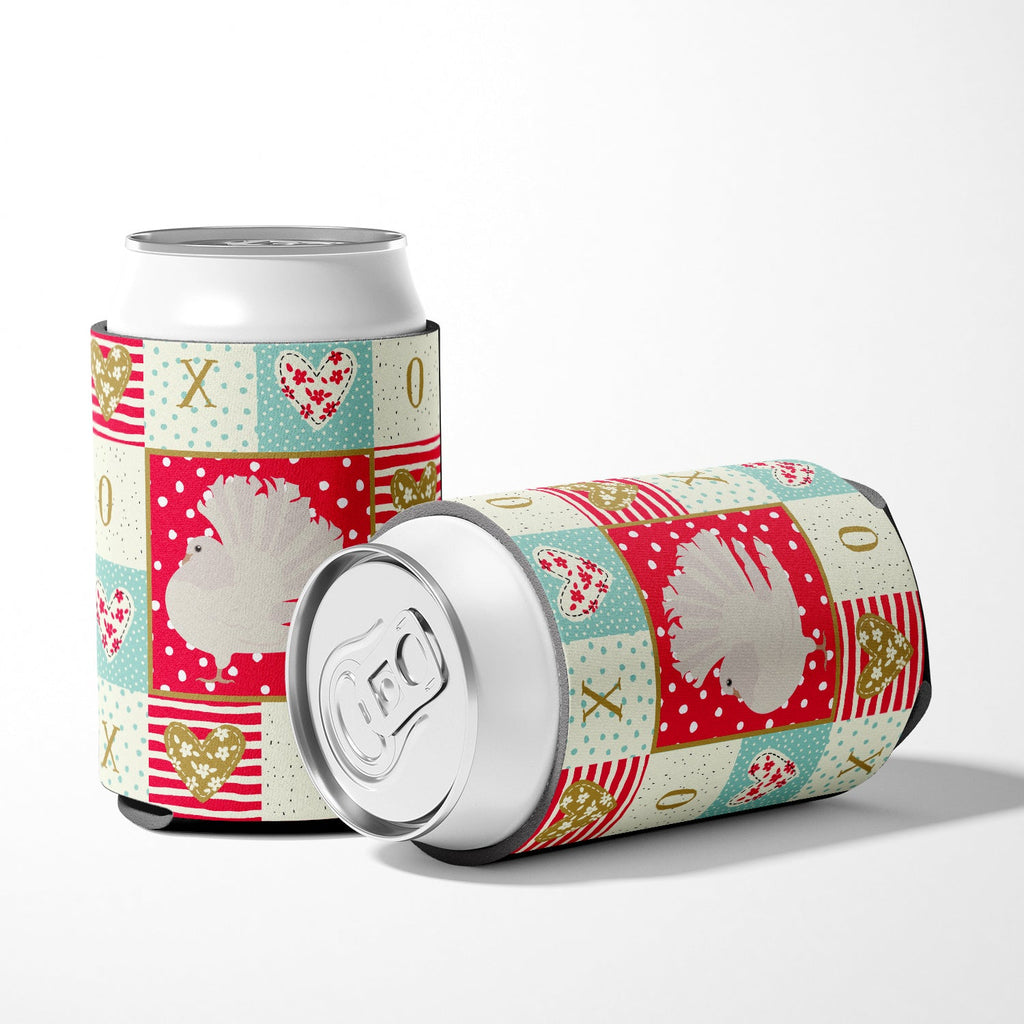 Silver Fantail Pigeon Love Can or Bottle Hugger Cooler Sleeve for Standard 12 oz Cans, Insulated Foam Beer & Soda Can Hugger Reusable