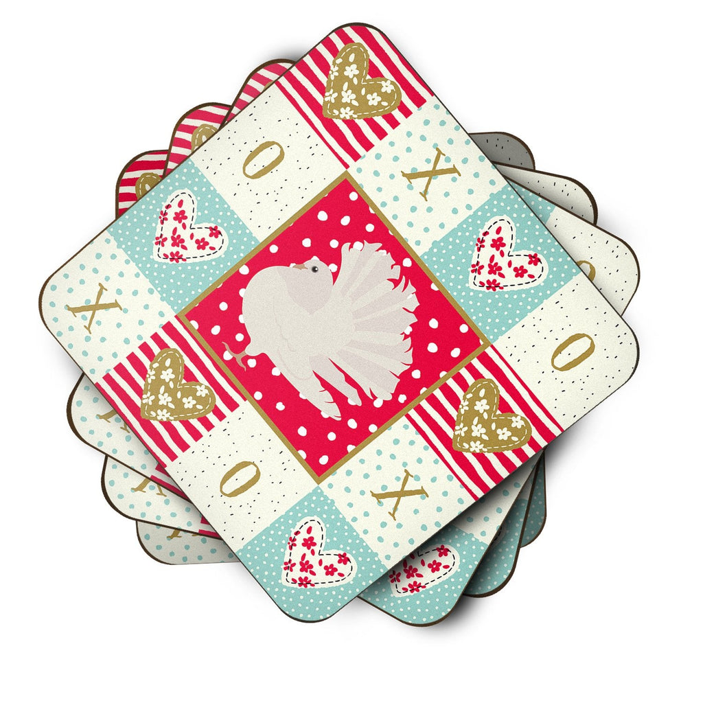 Silver Fantail Pigeon Love Foam Coasters Set of 4 Cup Coasters for Indoor Outdoor, Tabletop Protection, Anti Slip, Mouse pad Material