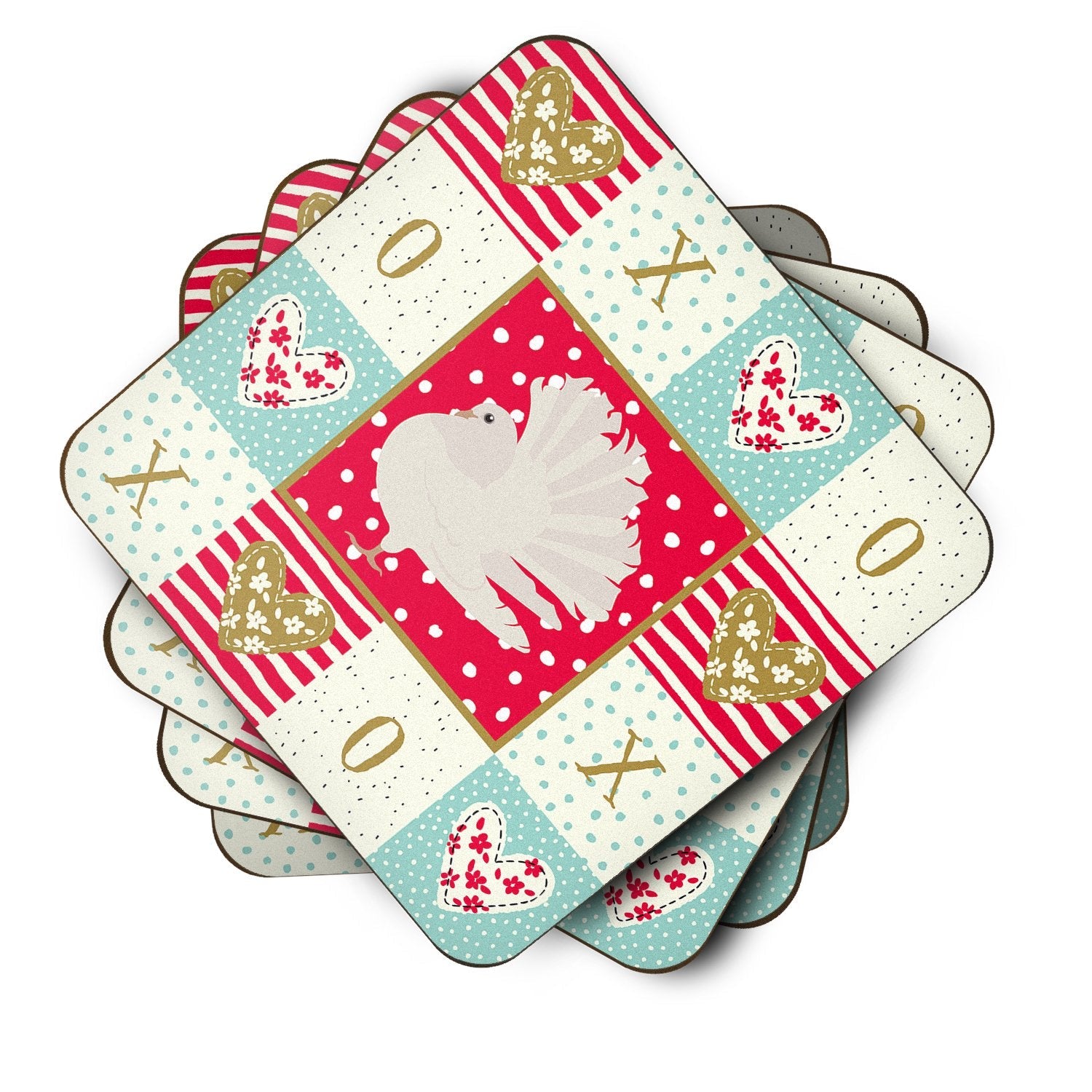 Silver Fantail Pigeon Love Foam Coasters Set of 4 Cup Coasters for Indoor Outdoor, Tabletop Protection, Anti Slip, Mouse pad Material