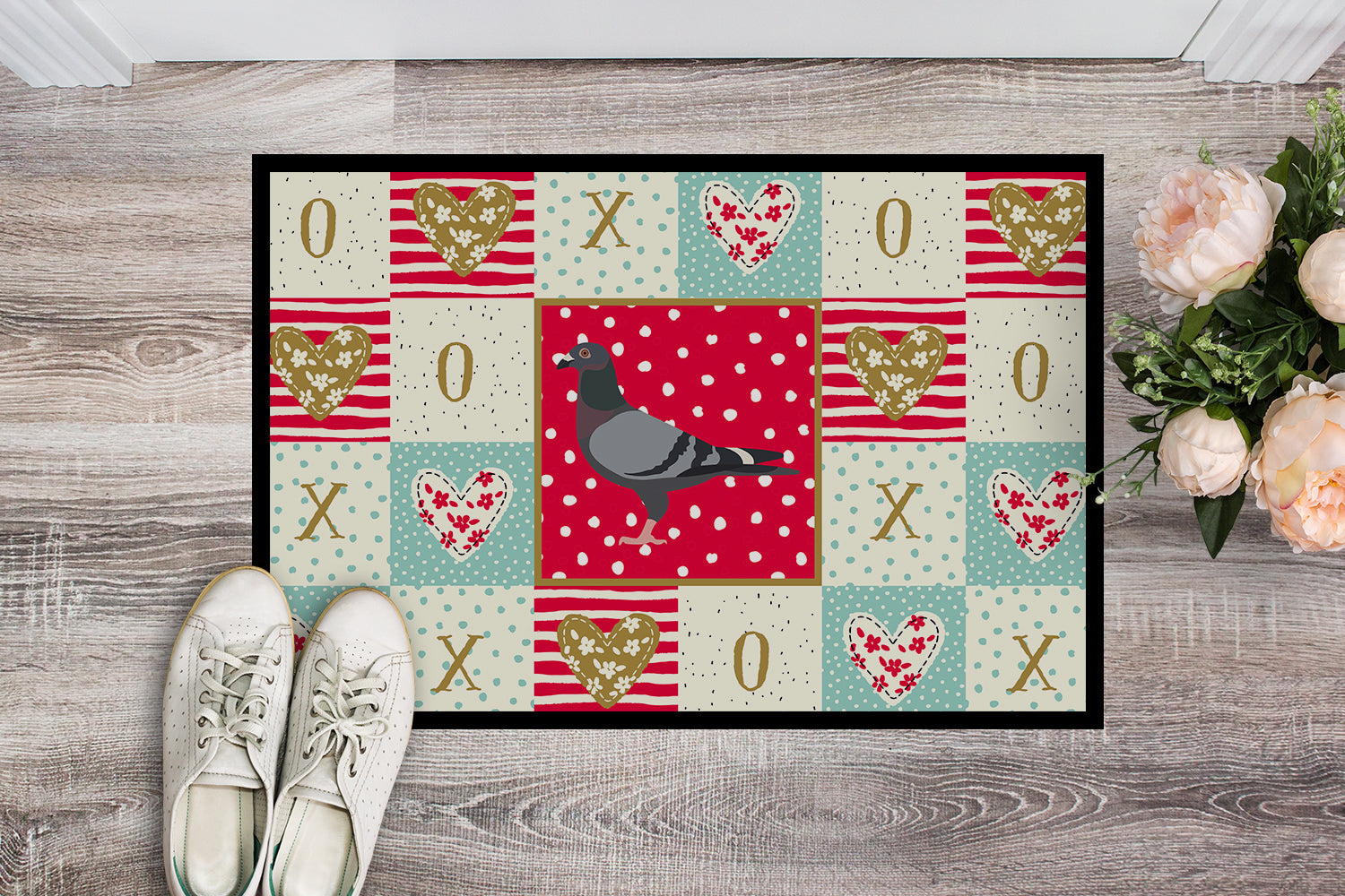 Racing Pigeon Love Doormat Indoor Outdoor 18H X 27W Front Door Mat Rugs for Entryway, Non Slip Washable
