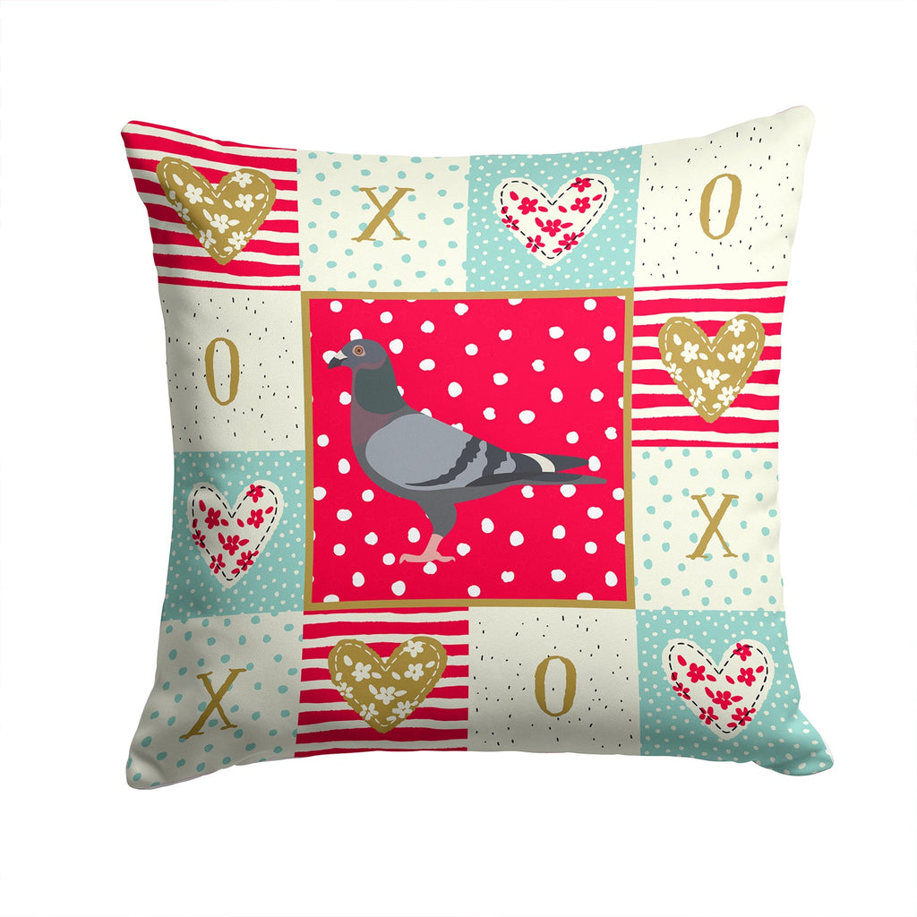 Racing Pigeon Love Decorative Throw Pillow 14x14 Indoor Outdoor Accent Cushion, Fabric Cover with Insert for Sofa, Bed, Porch & Living Room