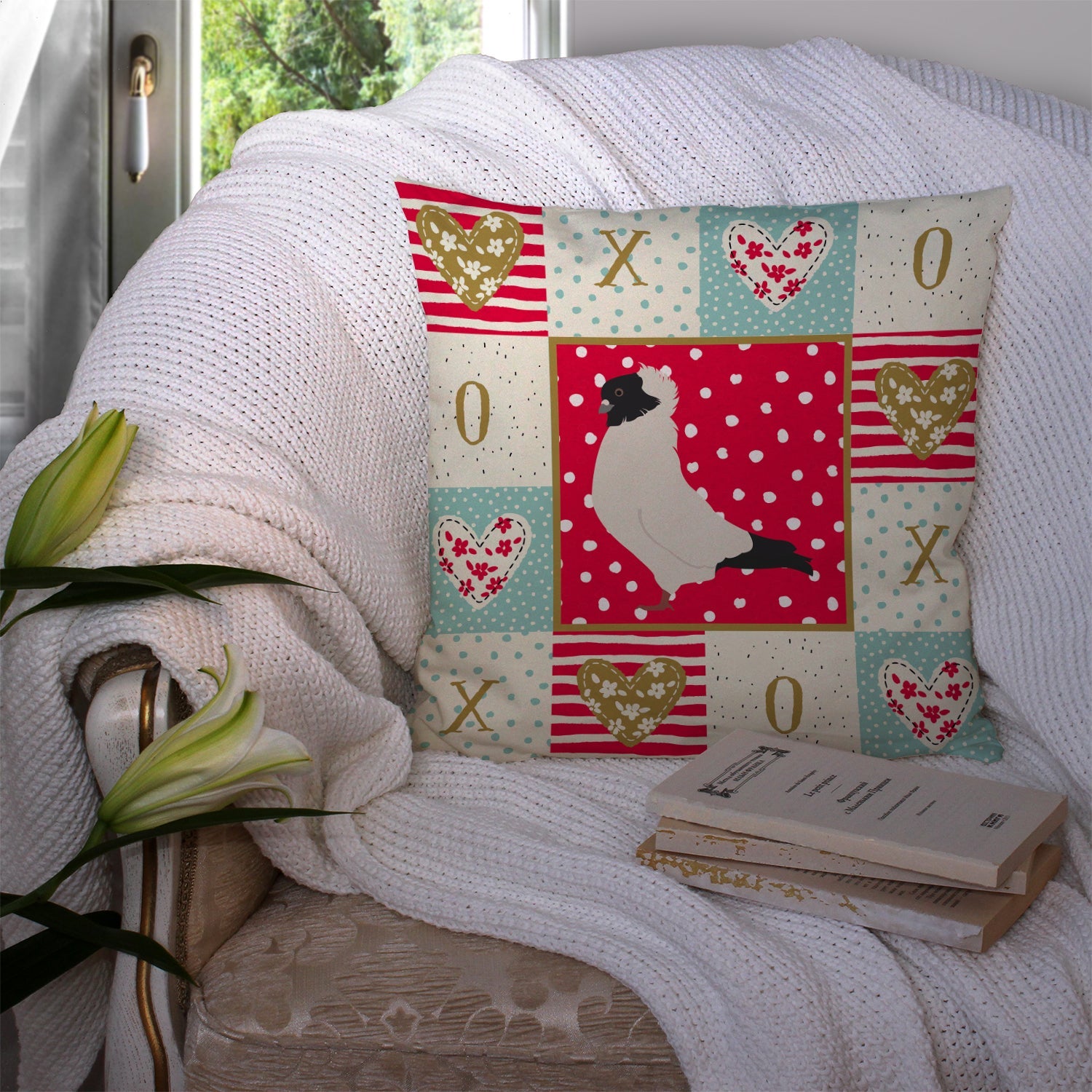 Nun Pigeon Love Decorative Throw Pillow 14x14 Indoor Outdoor Accent Cushion, Fabric Cover with Insert for Sofa, Bed, Porch & Living Room