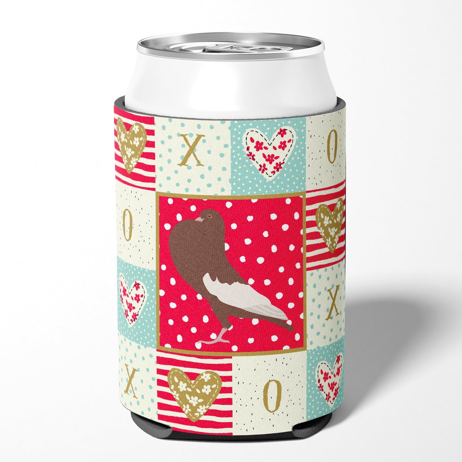 English Pouter Pigeon Love Can or Bottle Hugger Cooler Sleeve for Standard 12 oz Cans, Insulated Foam Beer & Soda Can Hugger Reusable