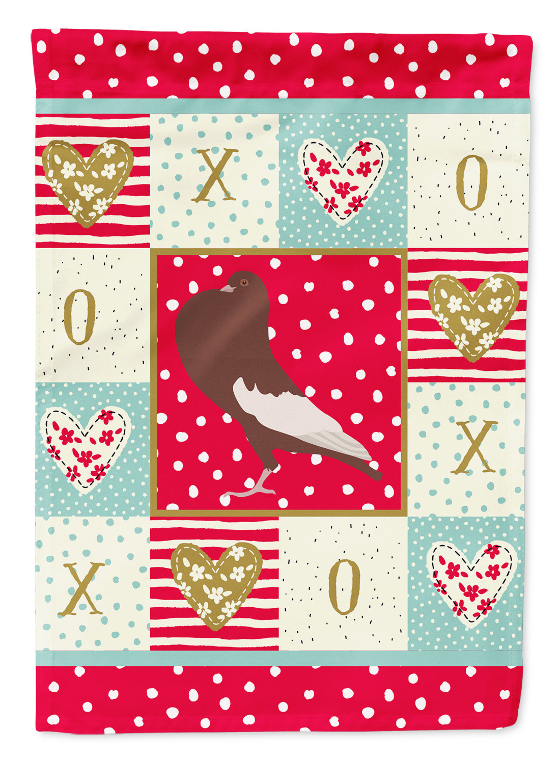 English Pouter Pigeon Love House Flag 28x40 Porch Sleeve Pole Decorative Outside Yard Banner Artwork Wall Hanging, Polyester