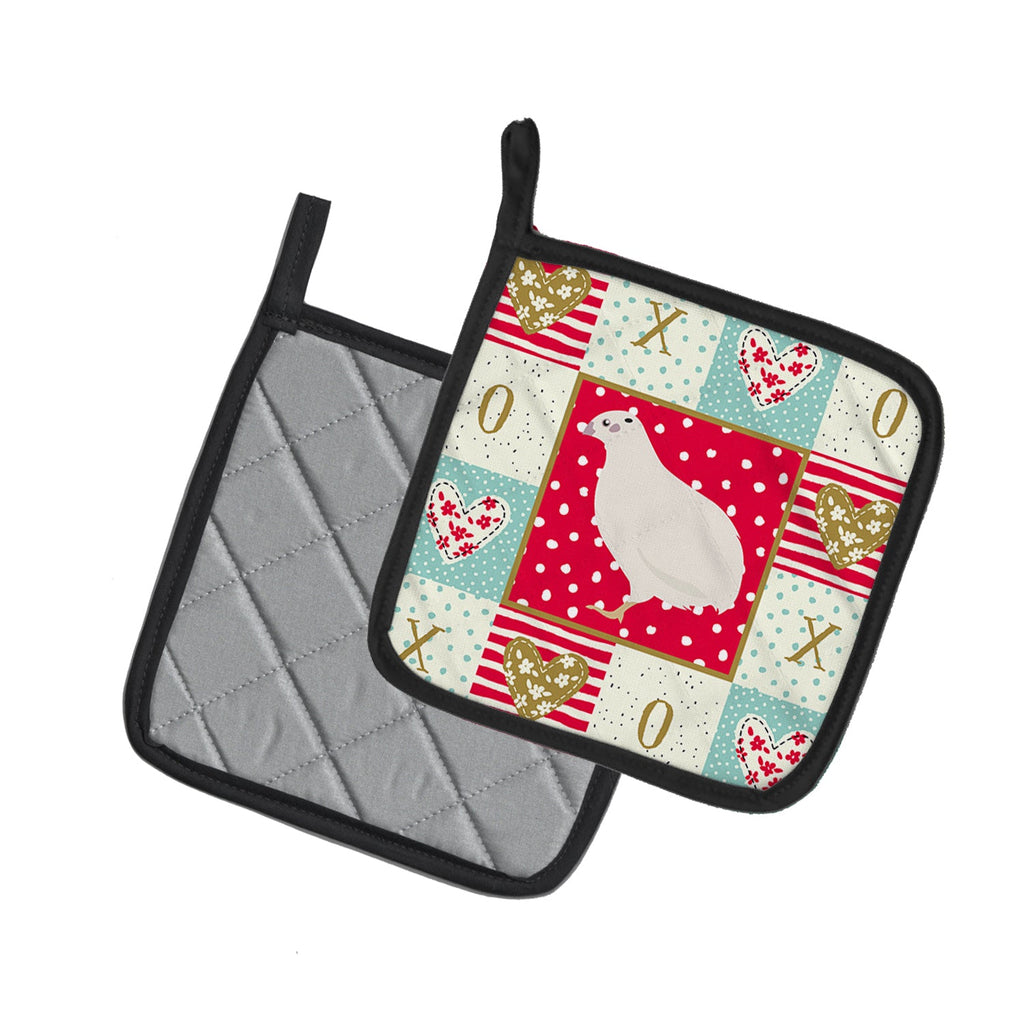 Texas Quail Love Pot Holder Set of 2 Heat Resistant Quilted Hot Pads 7.5 x 7.5 Inch, Insulated Kitchen Trivets for Cooking & Baking