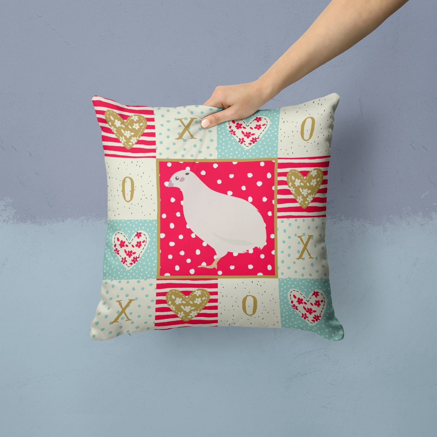 Texas Quail Love Decorative Throw Pillow 14x14 Indoor Outdoor Accent Cushion, Fabric Cover with Insert for Sofa, Bed, Porch & Living Room