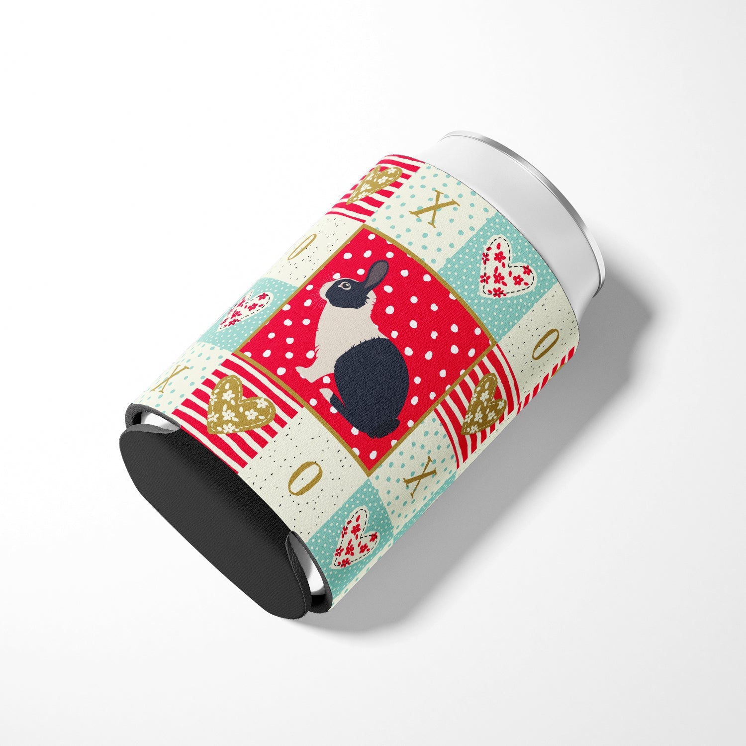 Dutch Rabbit Love Can or Bottle Hugger Cooler Sleeve for Standard 12 oz Cans, Insulated Foam Beer & Soda Can Hugger Reusable