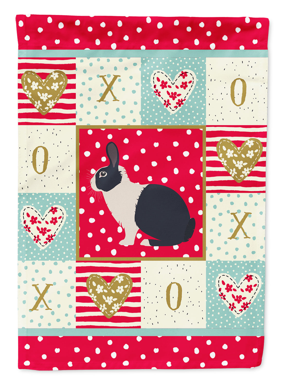Dutch Rabbit Love House Flag 28x40 Porch Sleeve Pole Decorative Outside Yard Banner Artwork Wall Hanging, Polyester