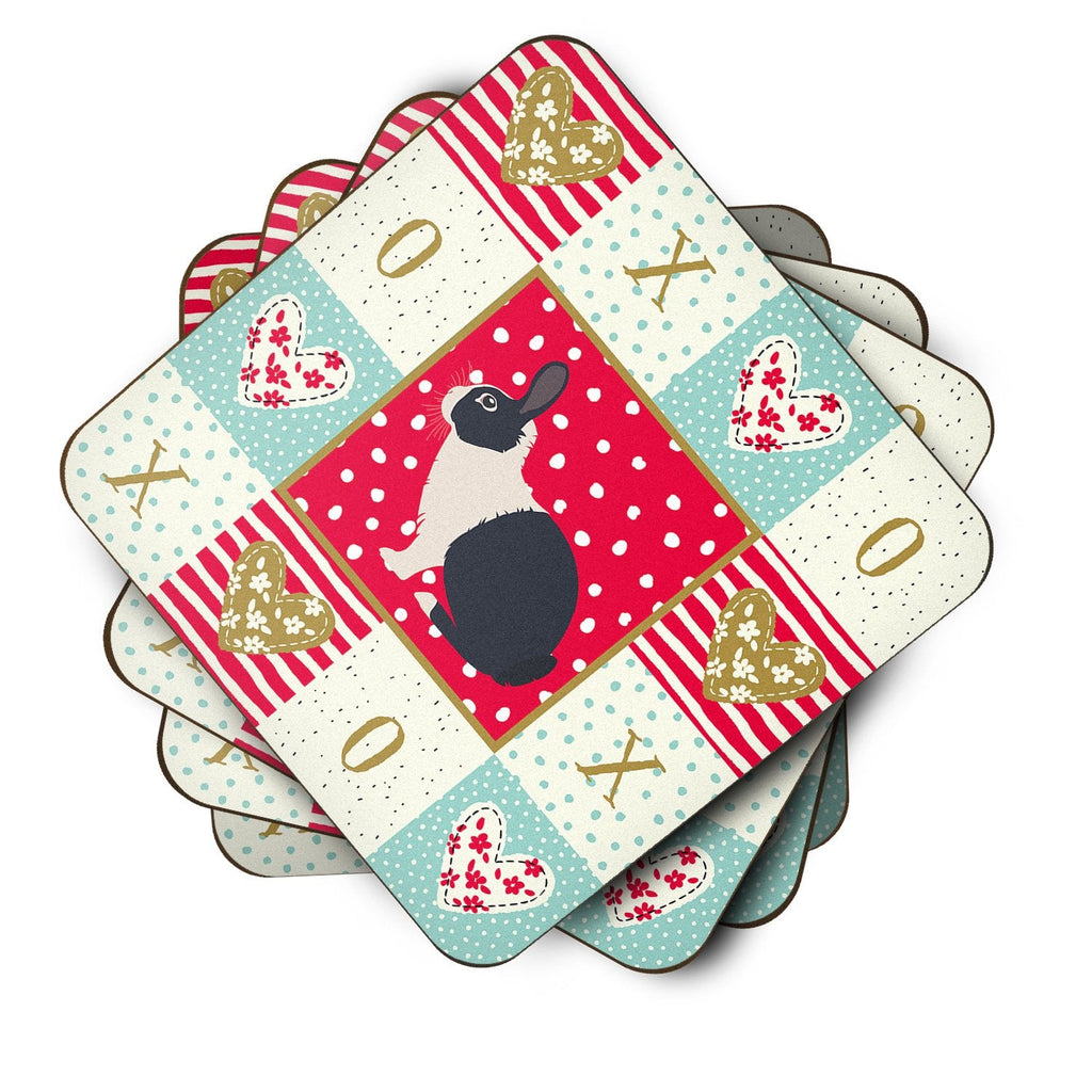 Dutch Rabbit Love Foam Coasters Set of 4 Cup Coasters for Indoor Outdoor, Tabletop Protection, Anti Slip, Mouse pad Material