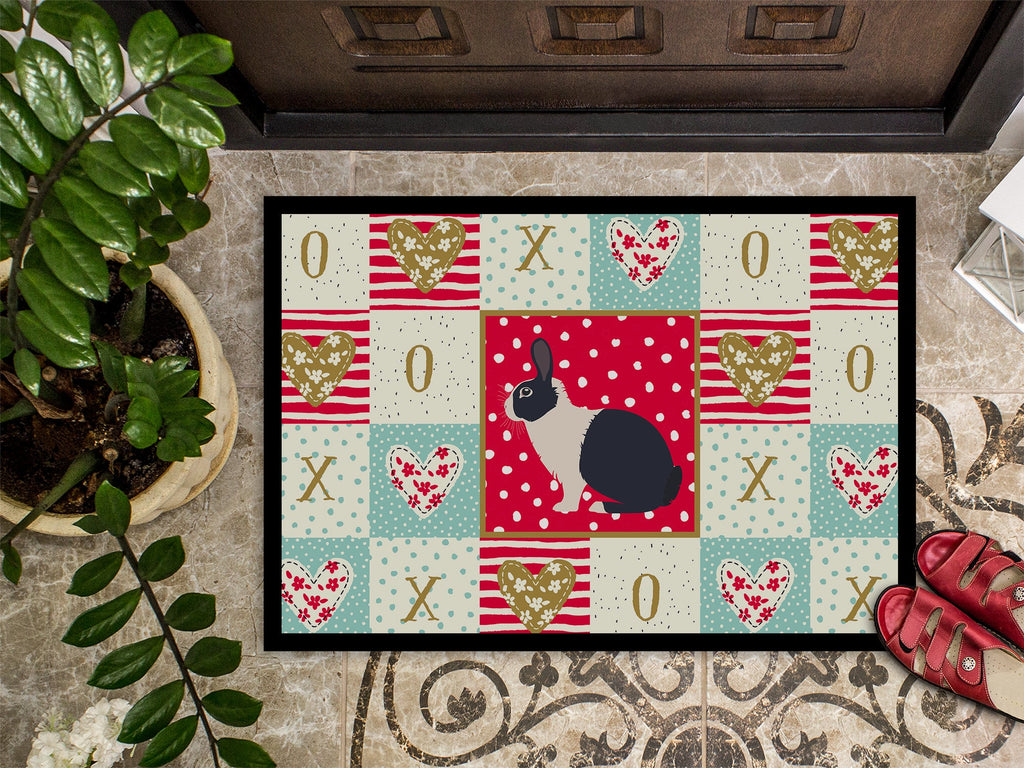 Dutch Rabbit Love Doormat Indoor Outdoor 18H X 27W Front Door Mat Rugs for Entryway, Non Slip Washable