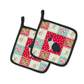 Dutch Rabbit Love Pot Holder Set of 2 Heat Resistant Quilted Hot Pads 7.5 x 7.5 Inch, Insulated Kitchen Trivets for Cooking & Baking