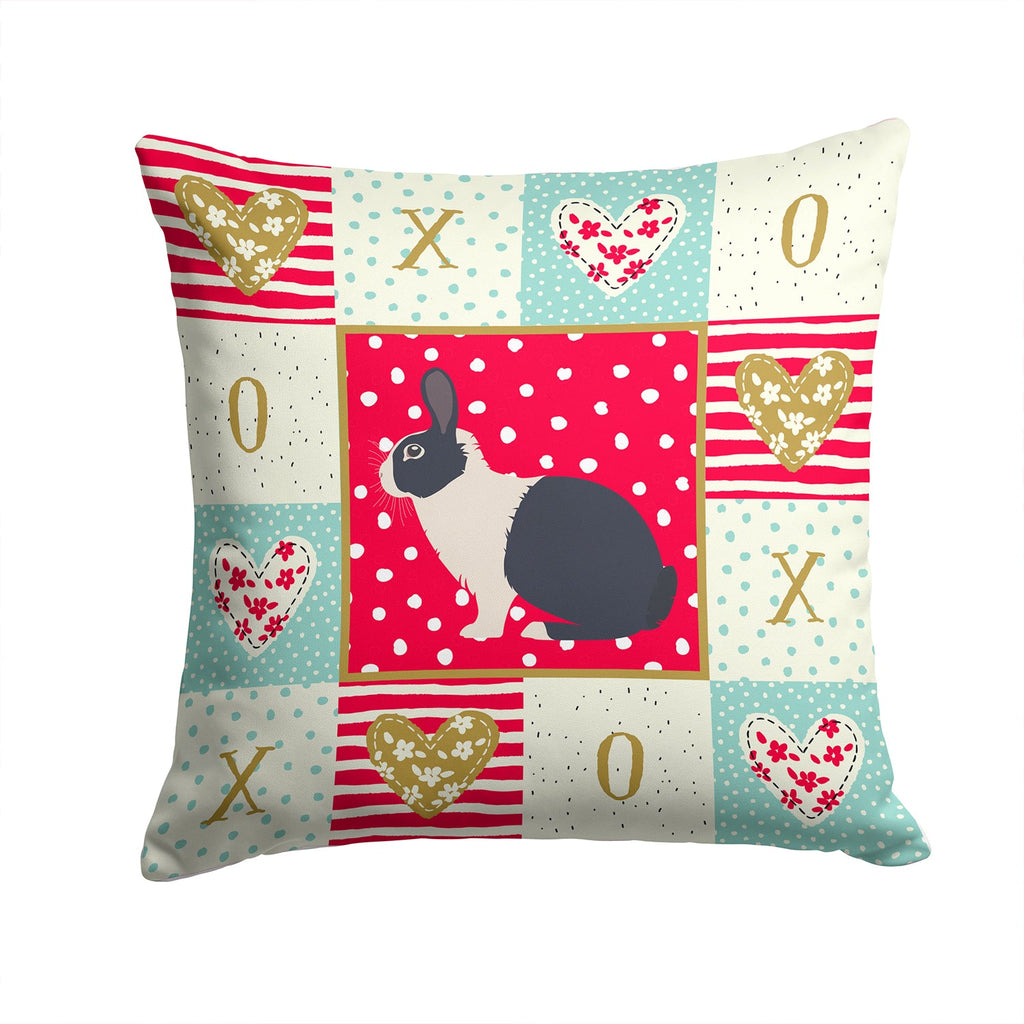 Dutch Rabbit Love Decorative Throw Pillow 14x14 Indoor Outdoor Accent Cushion, Fabric Cover with Insert for Sofa, Bed, Porch & Living Room