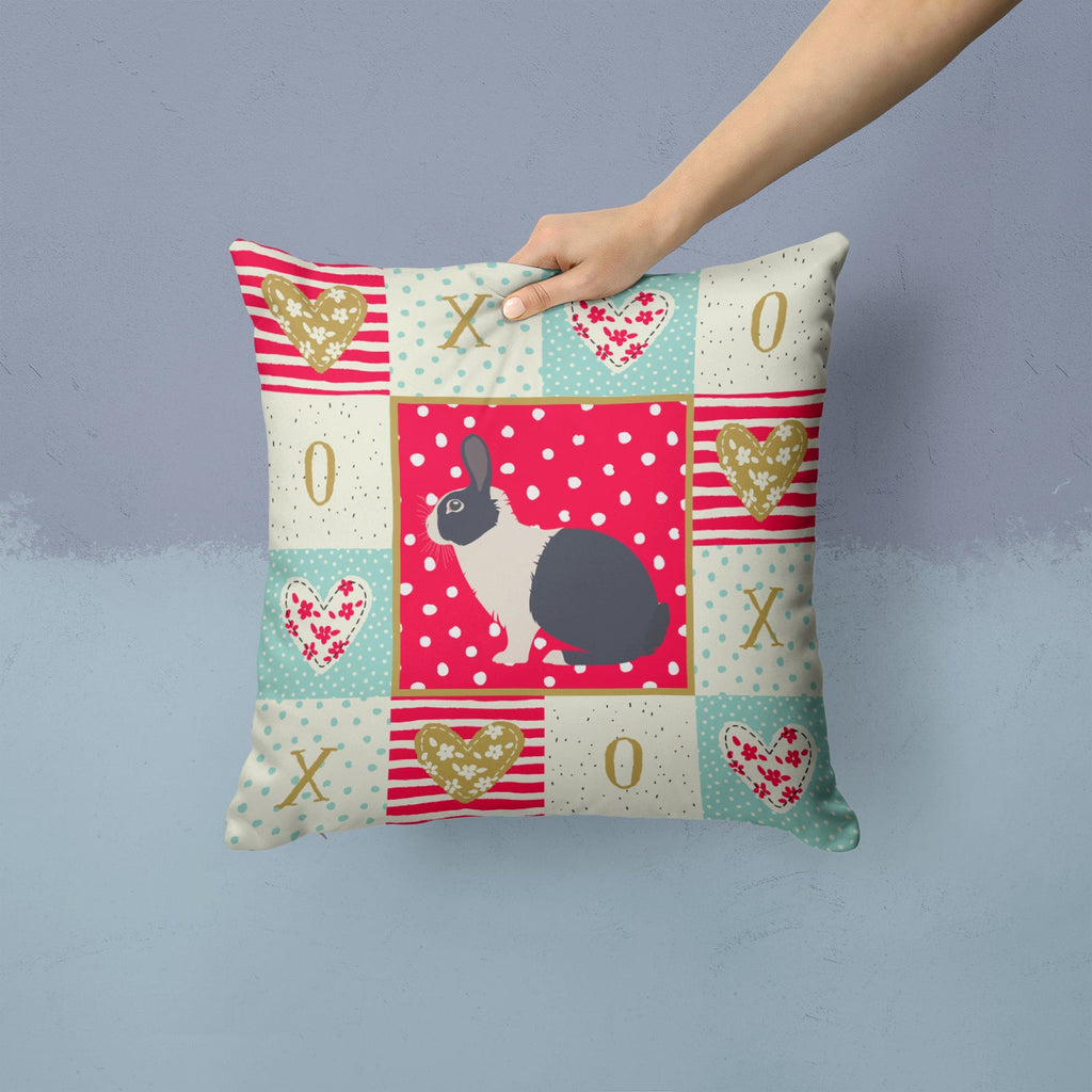 Dutch Rabbit Love Decorative Throw Pillow 14x14 Indoor Outdoor Accent Cushion, Fabric Cover with Insert for Sofa, Bed, Porch & Living Room
