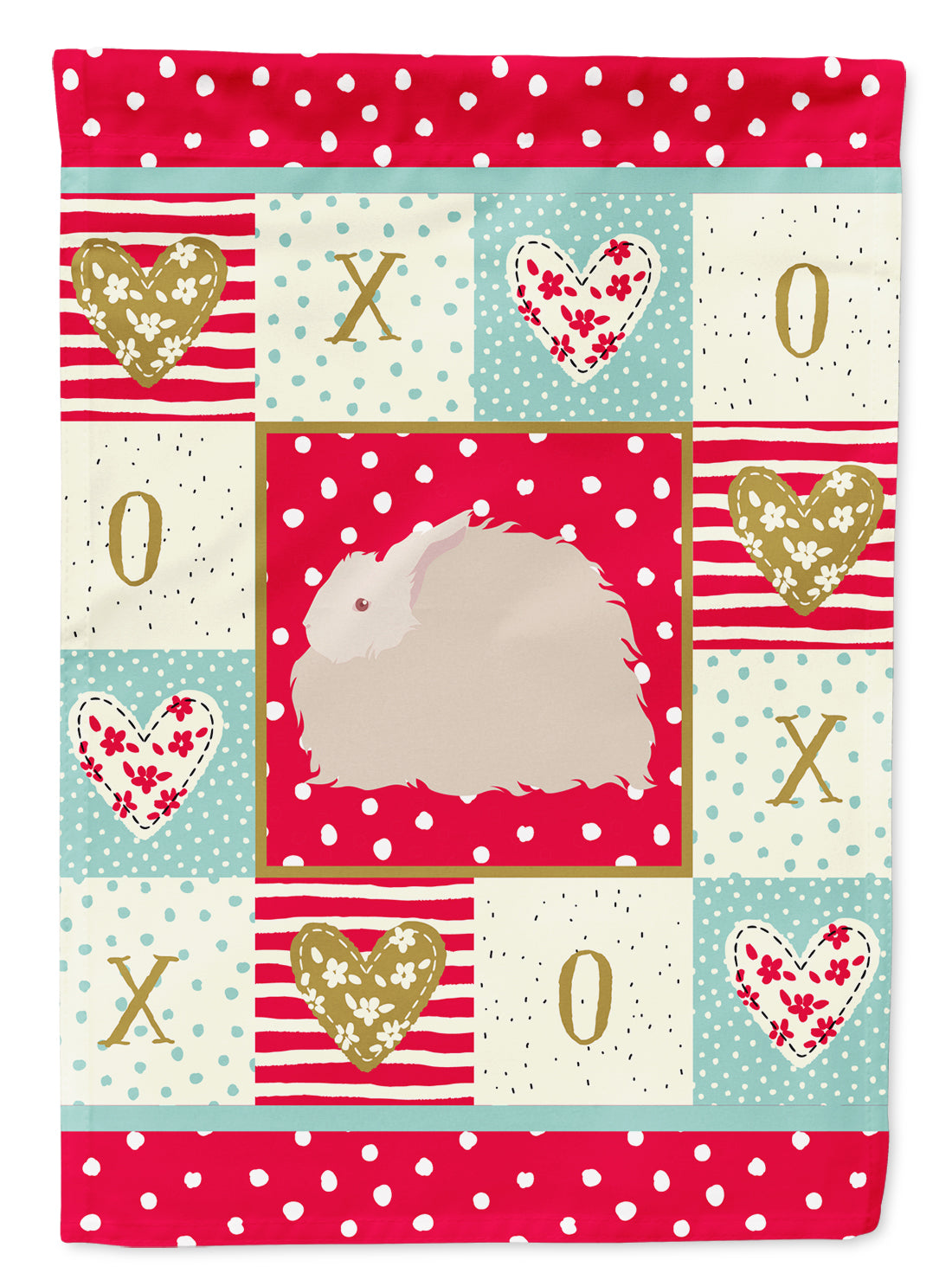 Fluffy Angora Rabbit Love House Flag 28x40 Porch Sleeve Pole Decorative Outside Yard Banner Artwork Wall Hanging, Polyester
