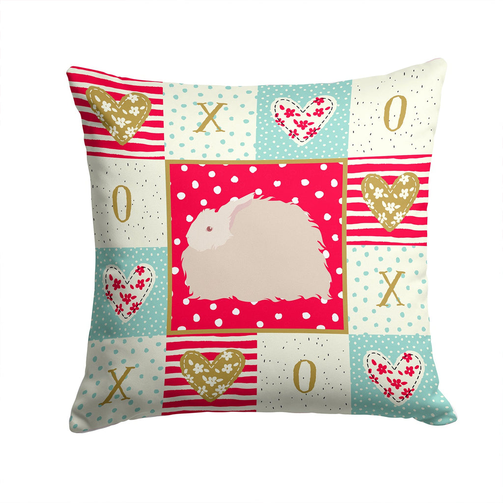Fluffy Angora Rabbit Love Decorative Throw Pillow 14x14 Indoor Outdoor Accent Cushion, Fabric Cover with Insert for Sofa, Bed, Porch & Living Room
