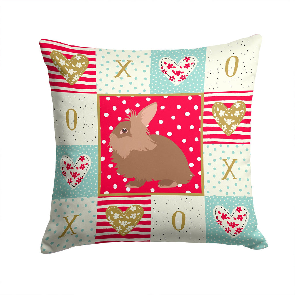 Lionhead Rabbit Love Decorative Throw Pillow 14x14 Indoor Outdoor Accent Cushion, Fabric Cover with Insert for Sofa, Bed, Porch & Living Room