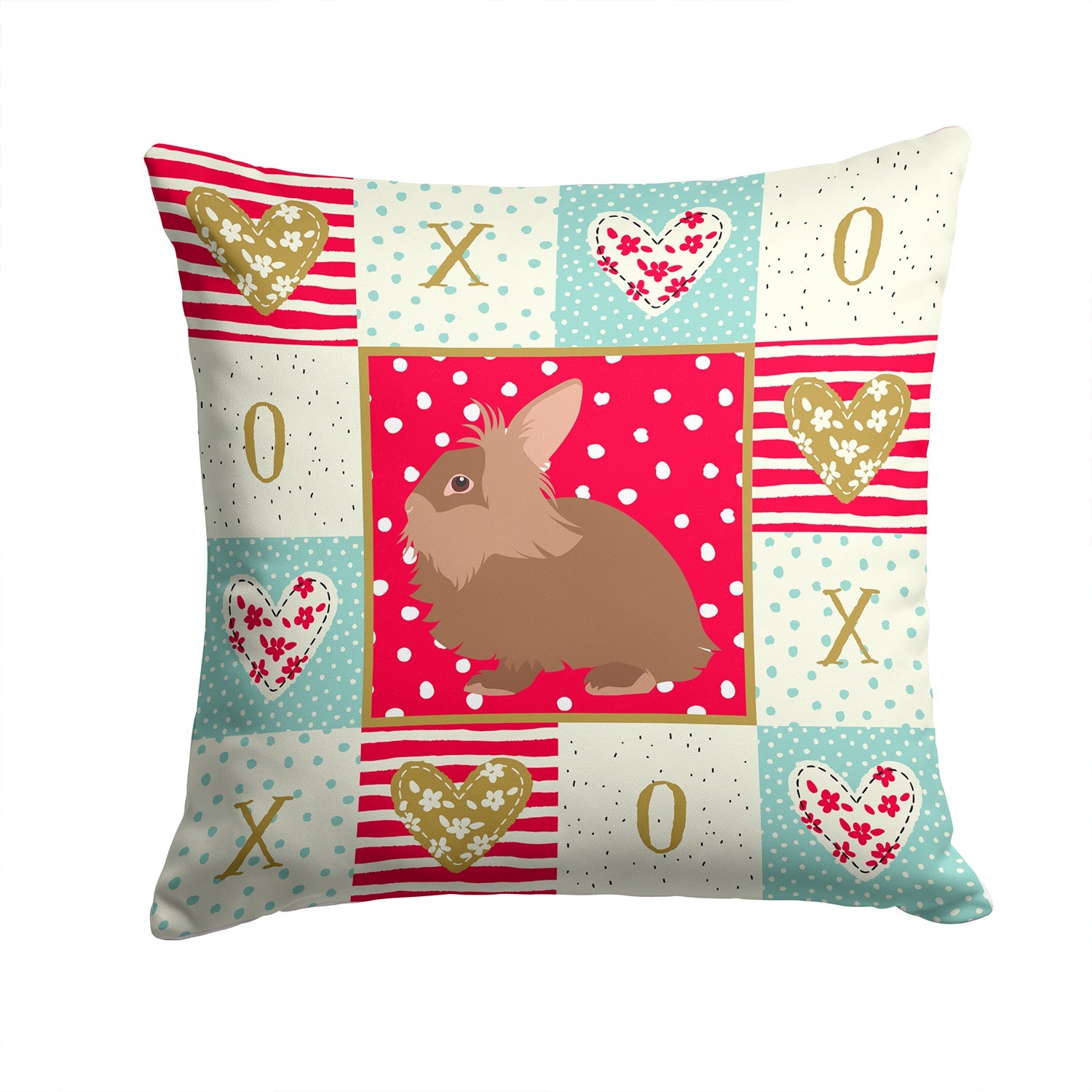 Lionhead Rabbit Love Decorative Throw Pillow 14x14 Indoor Outdoor Accent Cushion, Fabric Cover with Insert for Sofa, Bed, Porch & Living Room