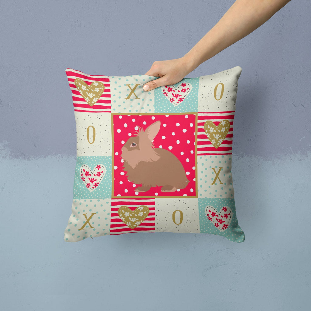Lionhead Rabbit Love Decorative Throw Pillow 14x14 Indoor Outdoor Accent Cushion, Fabric Cover with Insert for Sofa, Bed, Porch & Living Room