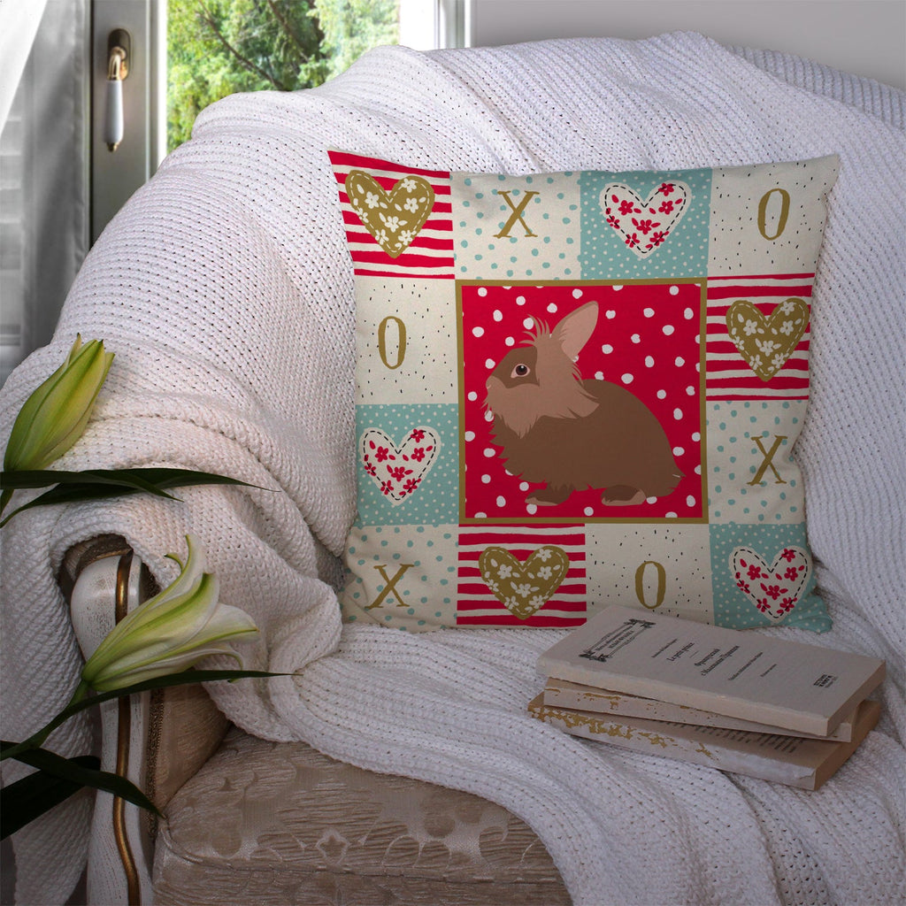 Lionhead Rabbit Love Decorative Throw Pillow 14x14 Indoor Outdoor Accent Cushion, Fabric Cover with Insert for Sofa, Bed, Porch & Living Room