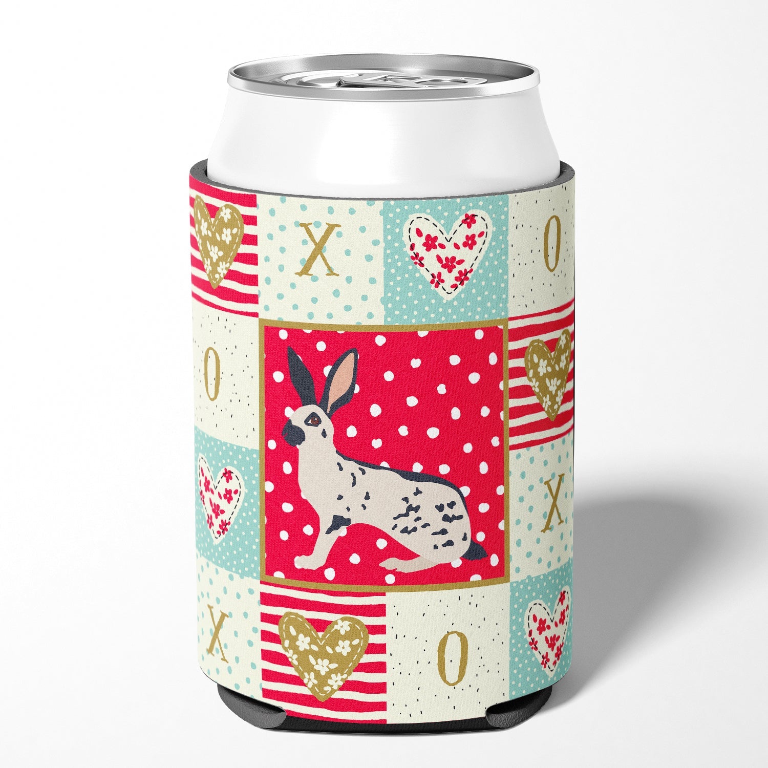 English Spot Rabbit Love Can or Bottle Hugger Cooler Sleeve for Standard 12 oz Cans, Insulated Foam Beer & Soda Can Hugger Reusable