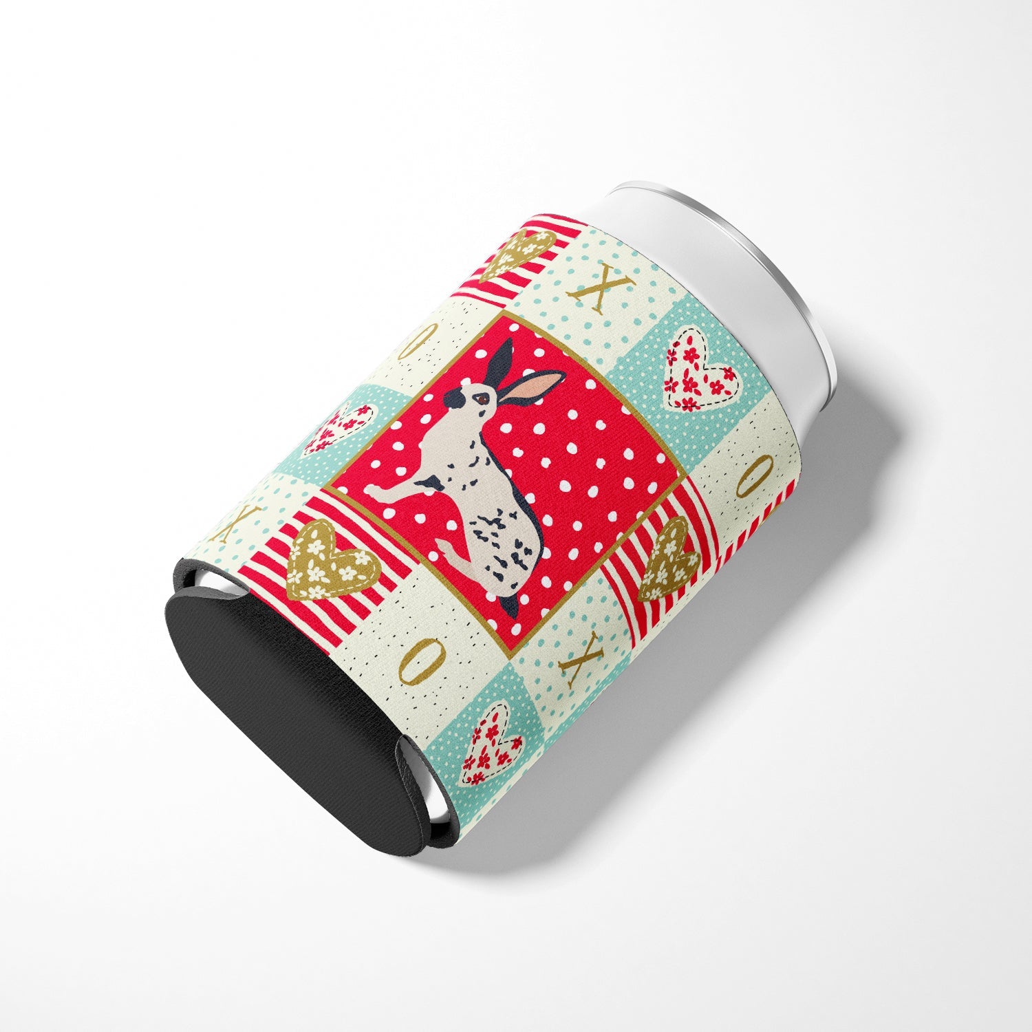 English Spot Rabbit Love Can or Bottle Hugger Cooler Sleeve for Standard 12 oz Cans, Insulated Foam Beer & Soda Can Hugger Reusable