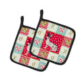 English Spot Rabbit Love Pot Holder Set of 2 Heat Resistant Quilted Hot Pads 7.5 x 7.5 Inch, Insulated Kitchen Trivets for Cooking & Baking